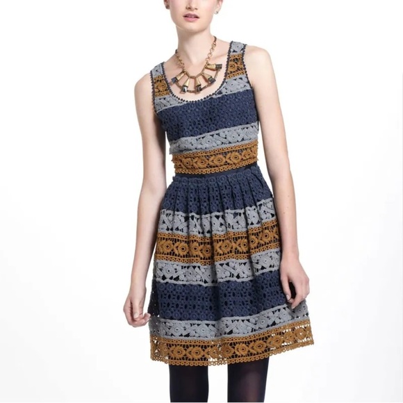 Maeve Blue and Gray Sleeveless Scoop Neck Sundress - Picture 1 of 9